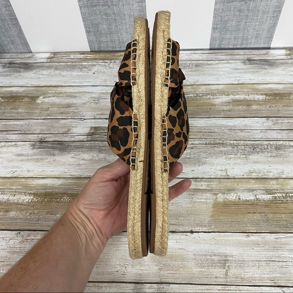 J.Crew Twisted Knot Espadrille Leopard Slide Sandal - Picture 11 of 12